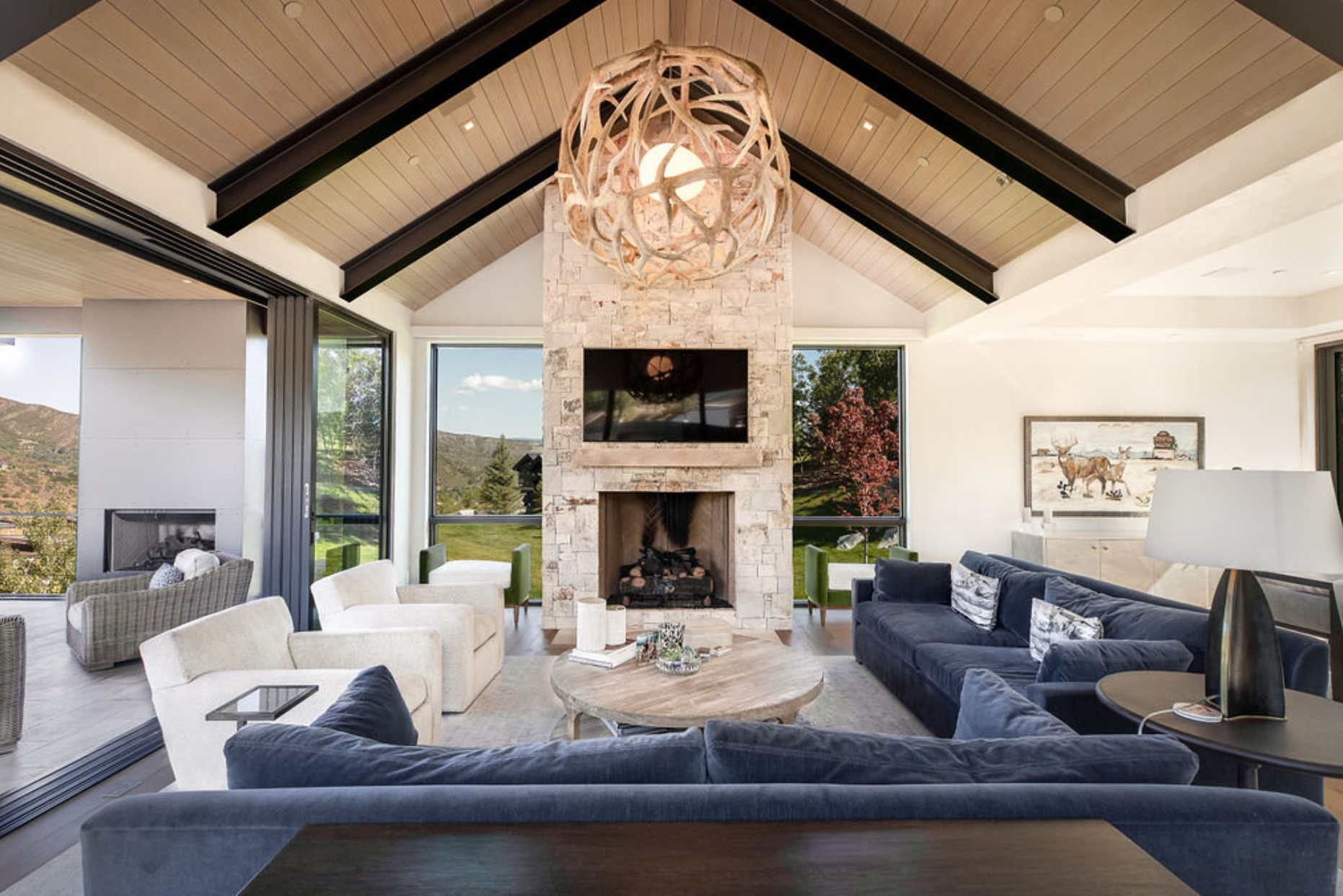 Aspen Colorado home recently sold by Kristin Balko of the interior of family room